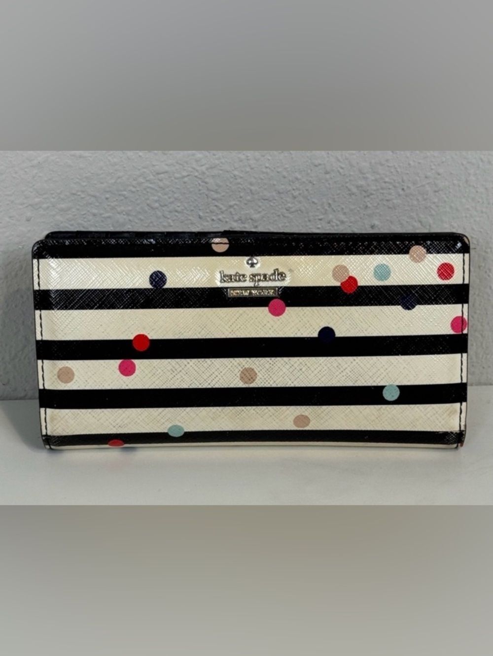 kate spade Stacy bifold confetti Stripe Polka Dot Wallet